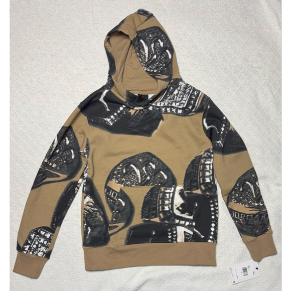 Nike Other - NWT Nike Jumpman Michael Jordan All-Over MVP Hoodie Tan & Black Big Boys Sz Med